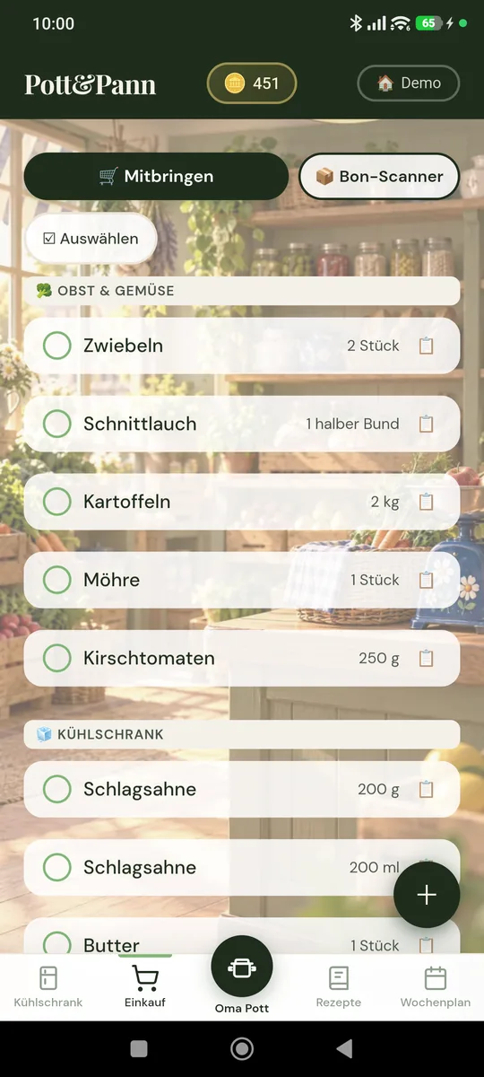 Einkaufsliste in der App