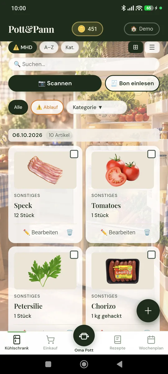 Kühlschrank in der App