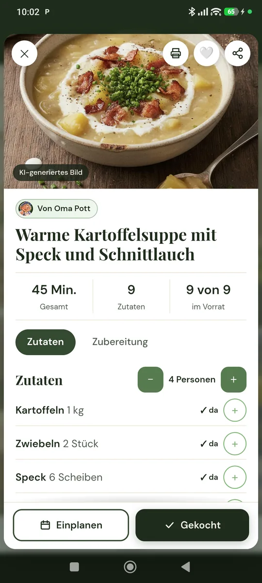 Rezepte in der App