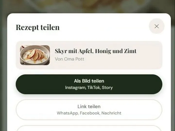 Omas Rezepte teilen, als Bild für Instagram und TikTok